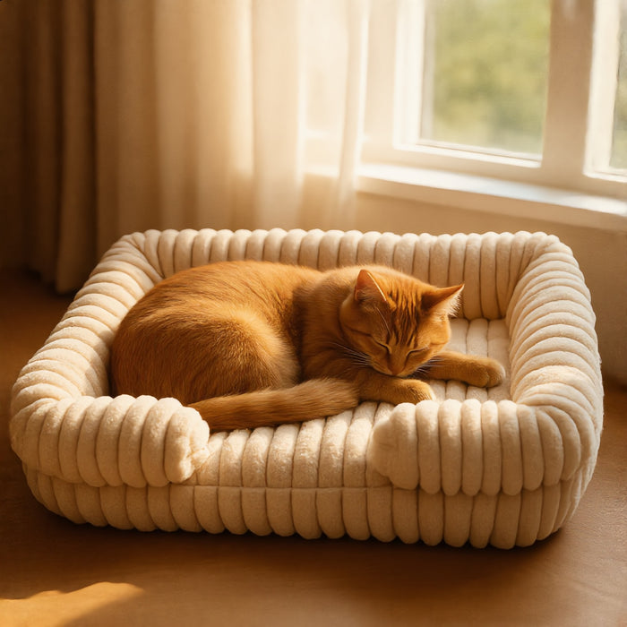 Gato durmiendo en la Cama Sofá Nube beige