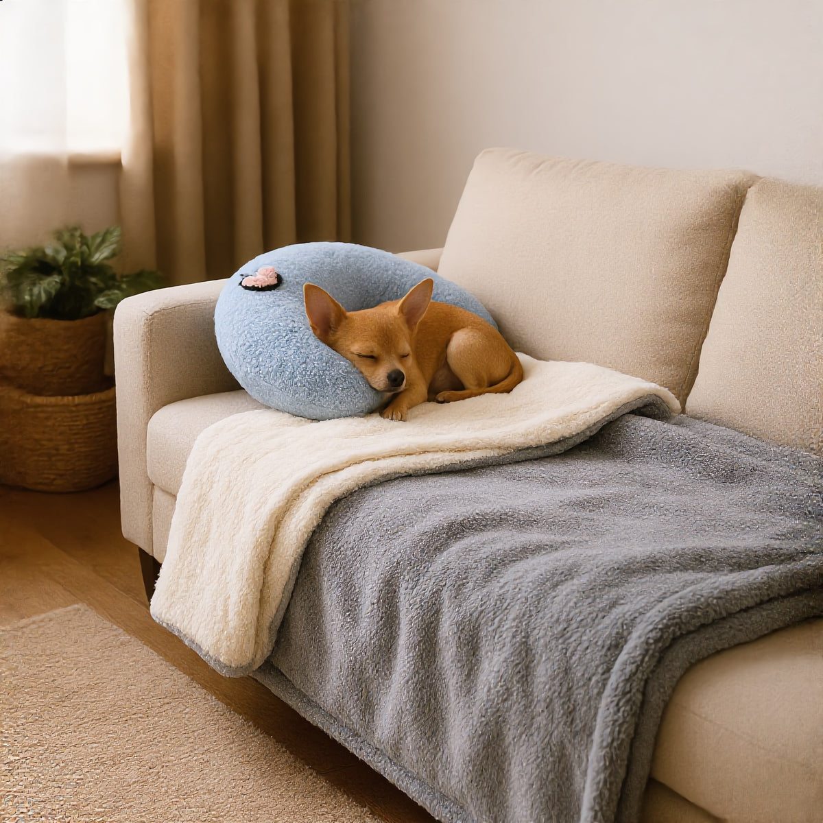 Kit Siesta: Mantita Nube gris con la Almohada Luna