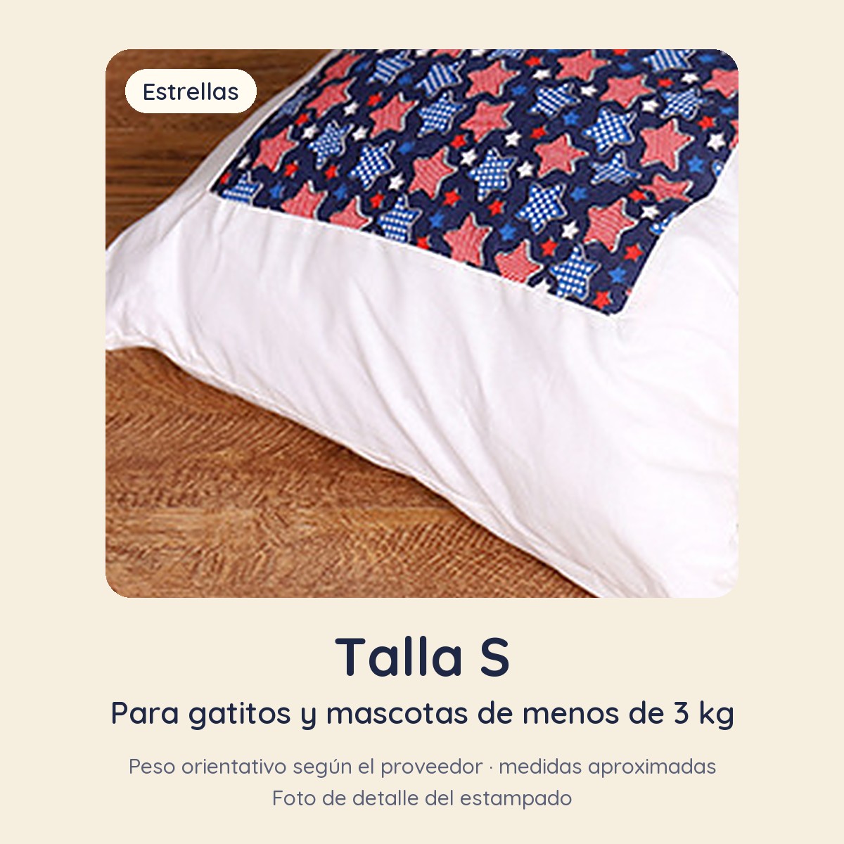 Futón Siesta talla S, estampado de estrellas: detalle de la tela